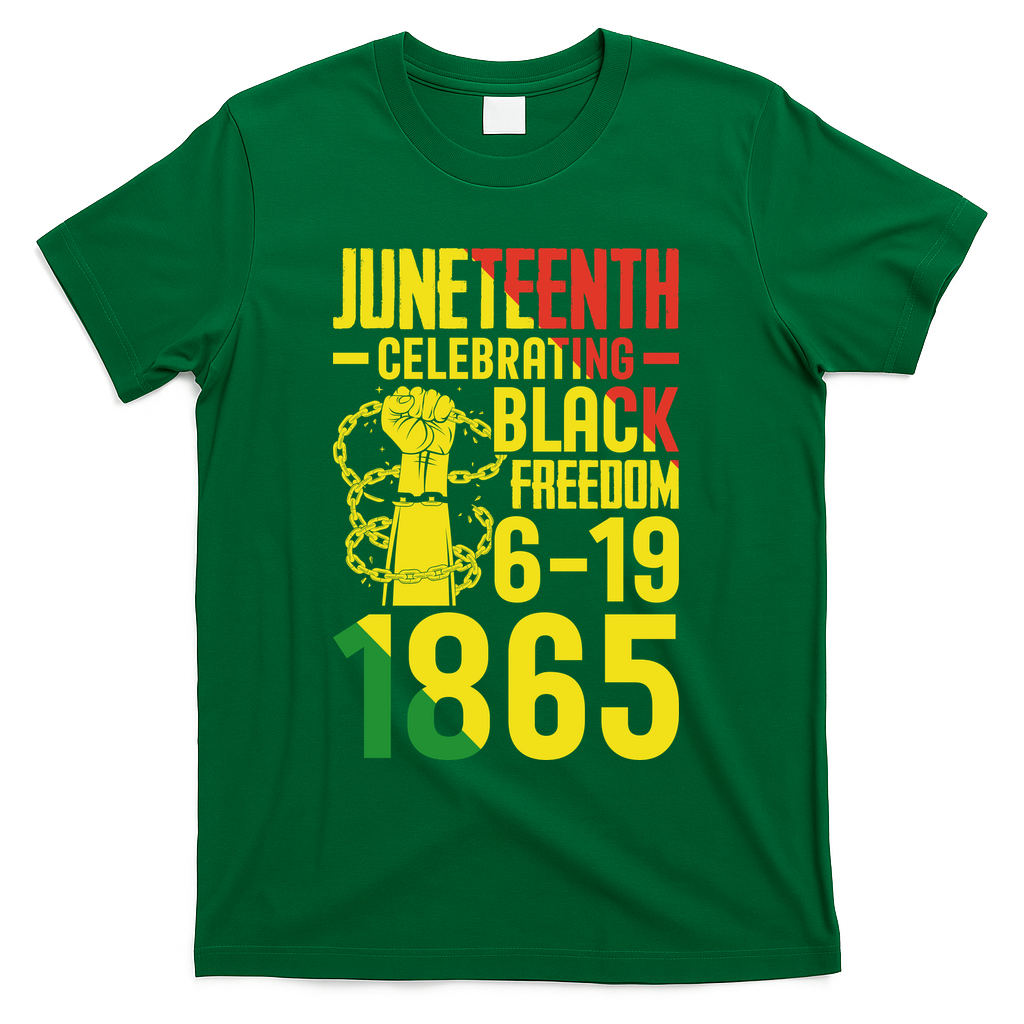 Juneteenth Celebrating Black Freedom 6-19-1865 T-Shirt - Green