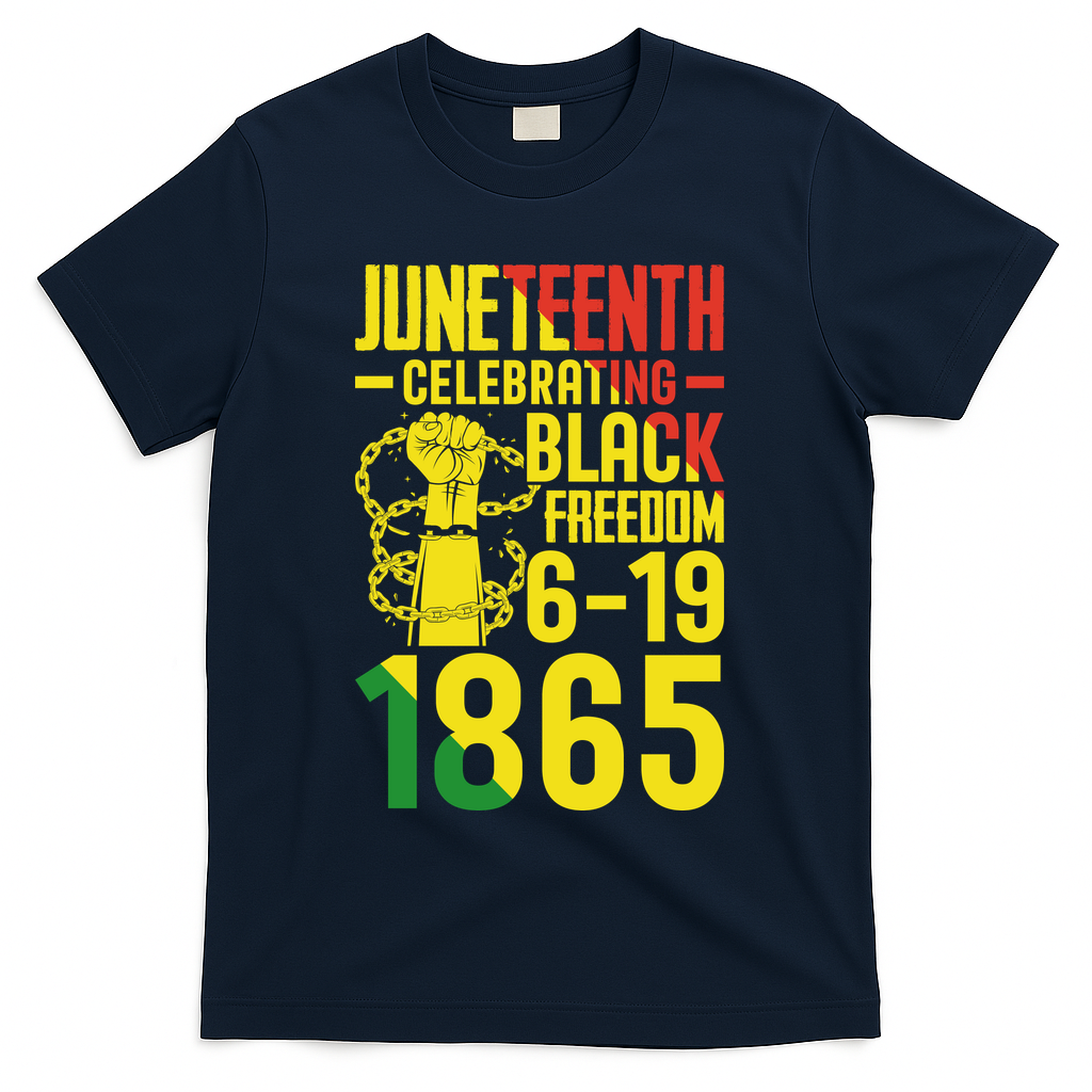 Juneteenth Celebrating Black Freedom 6-19-1865 T-Shirt - Navy