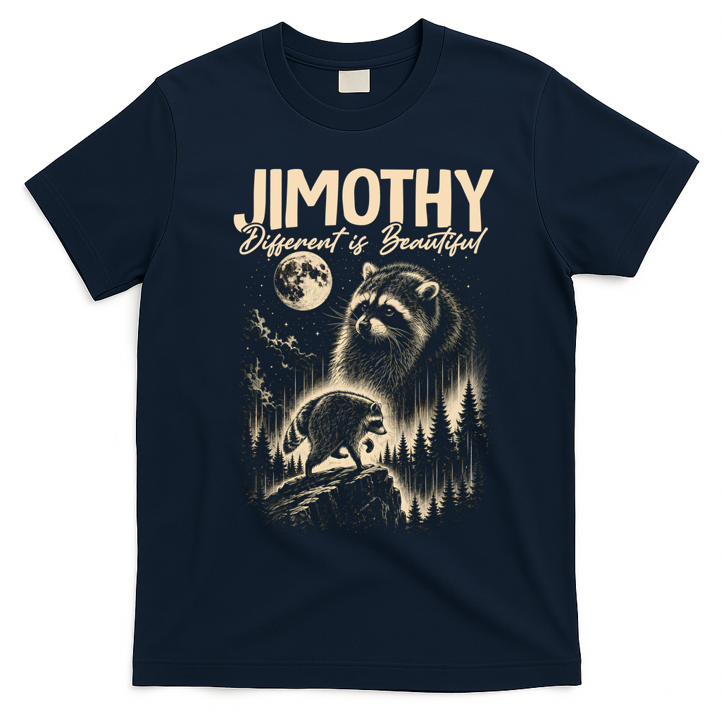 Jimothy Different Is Beautiful Raccoon T-Shirt - Navy Blue