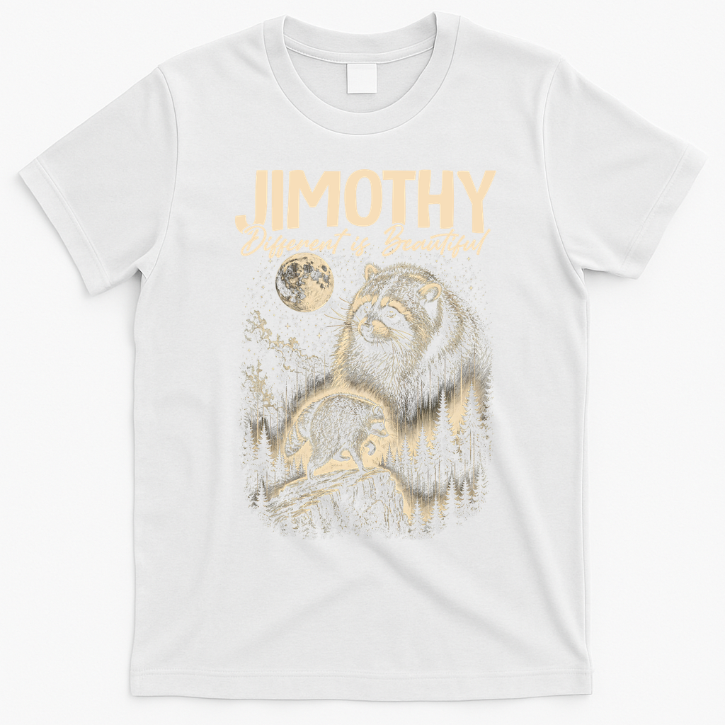 Jimothy Different Is Beautiful Raccoon T-Shirt - White