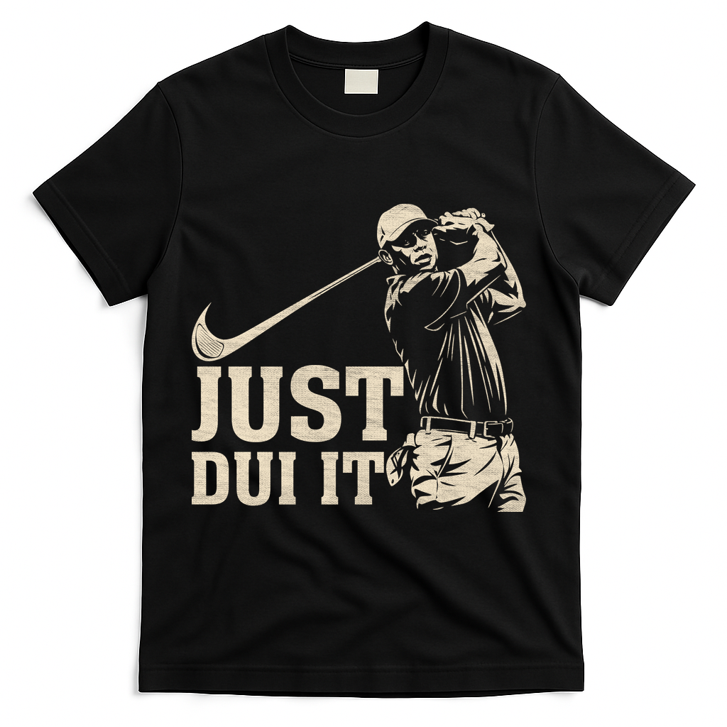 Just Dui It Funny Golf Parody T-Shirt - Black