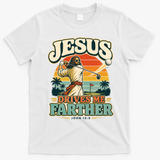Jesus Drives Me Farther Golf Christian Golfer T-Shirt - White