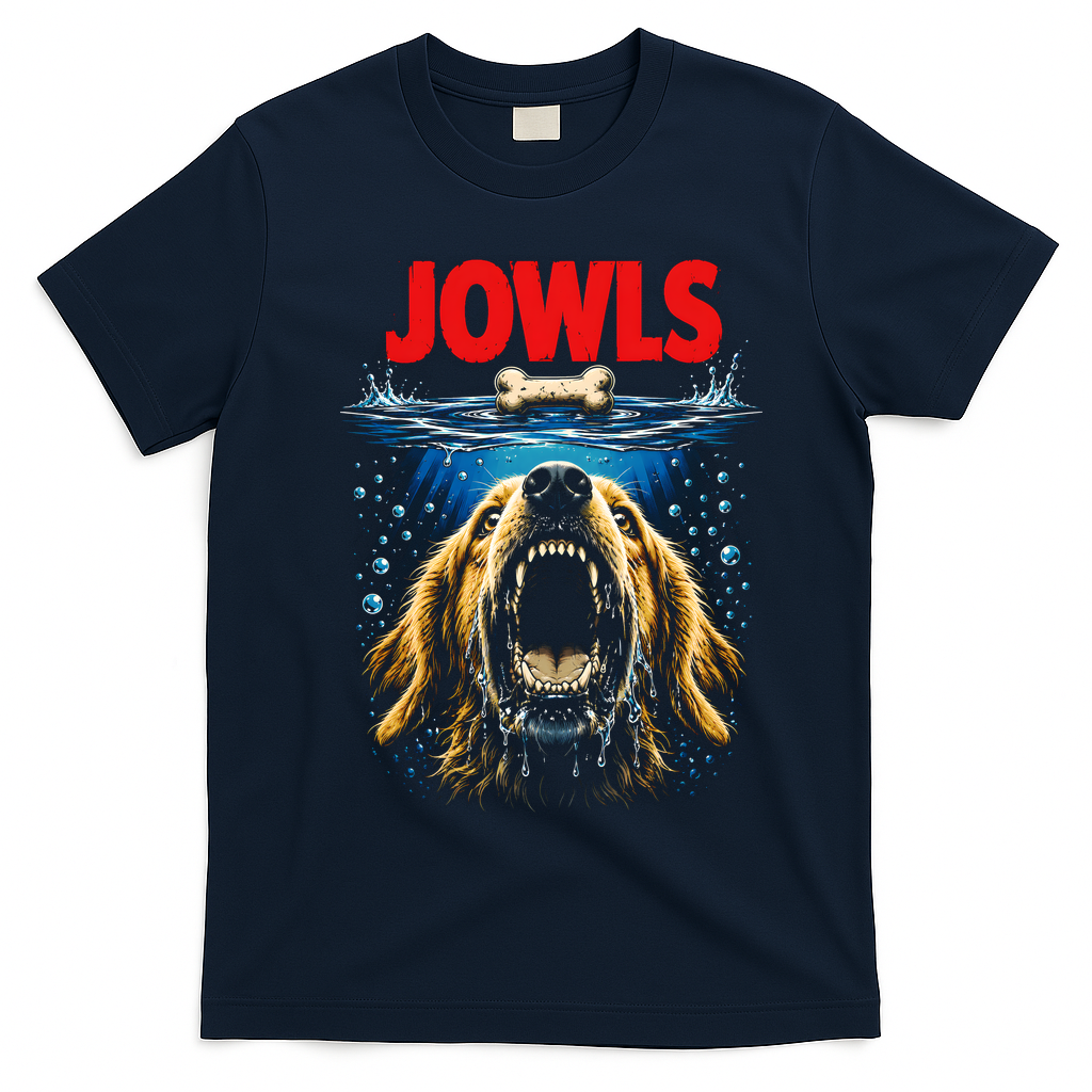 Jowls Dog Movie Parody Poster Meme T-Shirt - Navy Blue