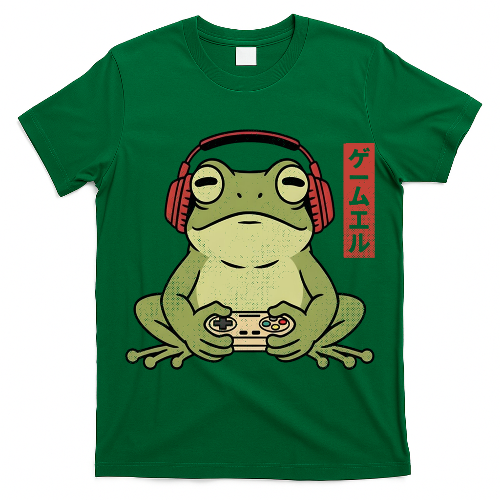 Japanese Gamer Frog Art Funny Vintage Gaming T-Shirt