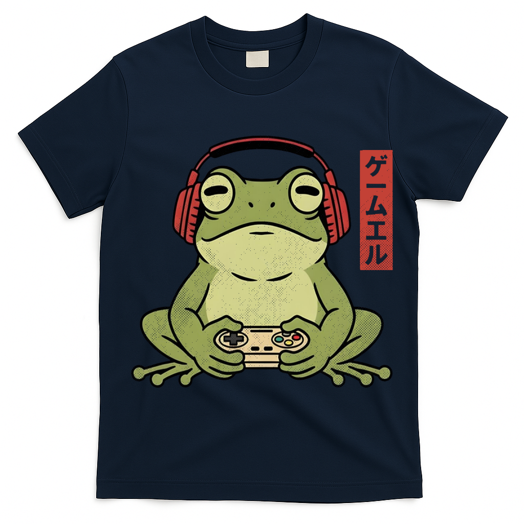Japanese Gamer Frog Art Funny Vintage Gaming T-Shirt