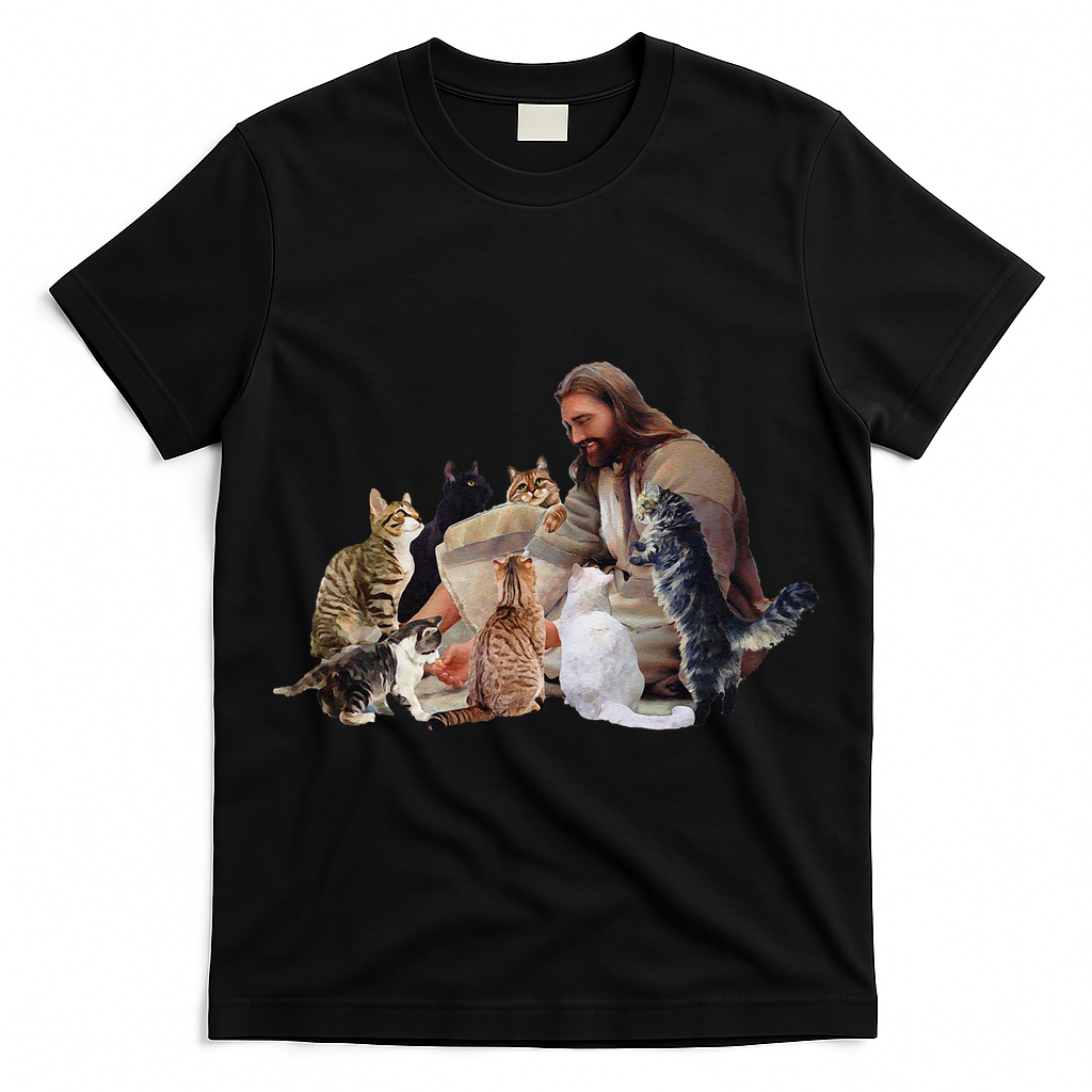 Jesus Hugs Cats Funny Cats T-Shirt