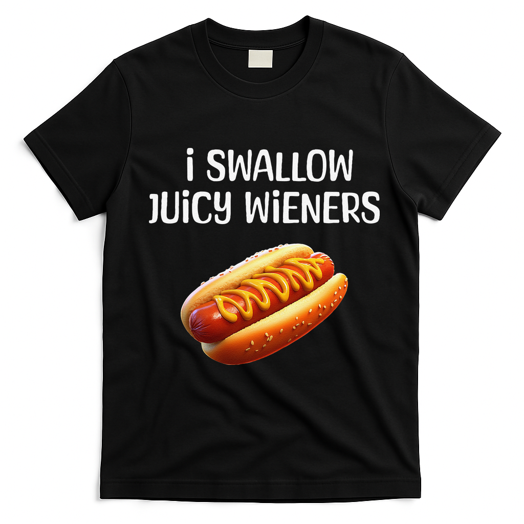 Juicy Hot Dog Humor Funny Foodie For Adults T-Shirt - Black