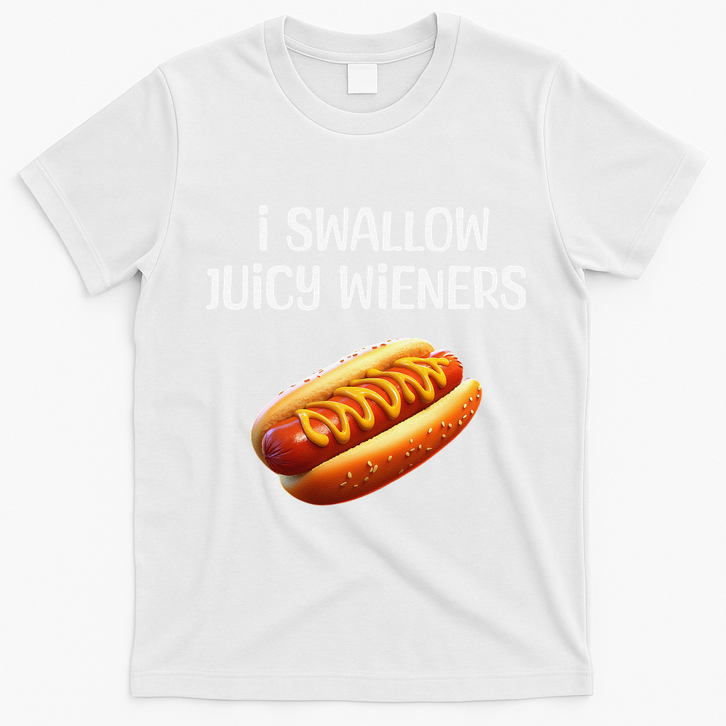 Juicy Hot Dog Humor Funny Foodie For Adults T-Shirt - White