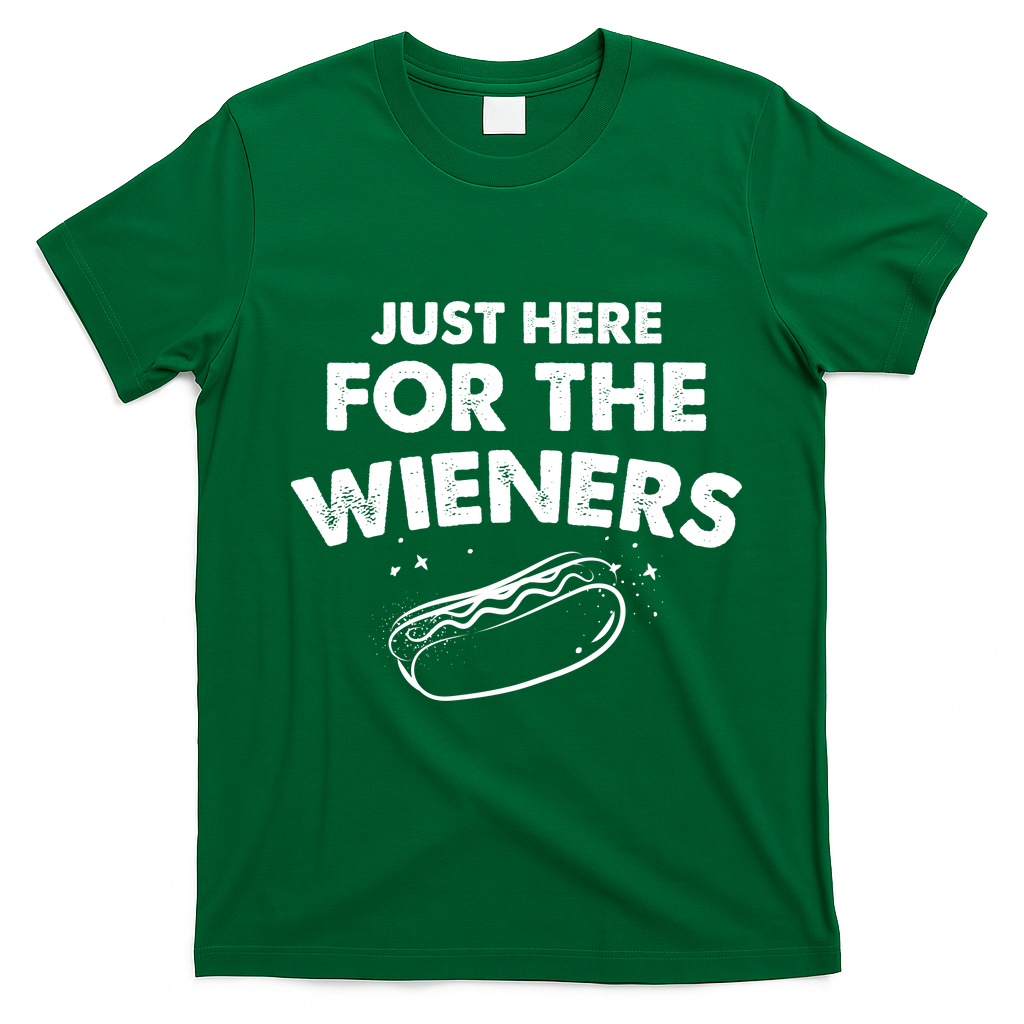 Just Here For The Wieners Funny Hot Dog 4th Of July American T-Shirt - Irish Green