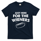 Just Here For The Wieners Funny Hot Dog 4th Of July American T-Shirt - Navy Blue