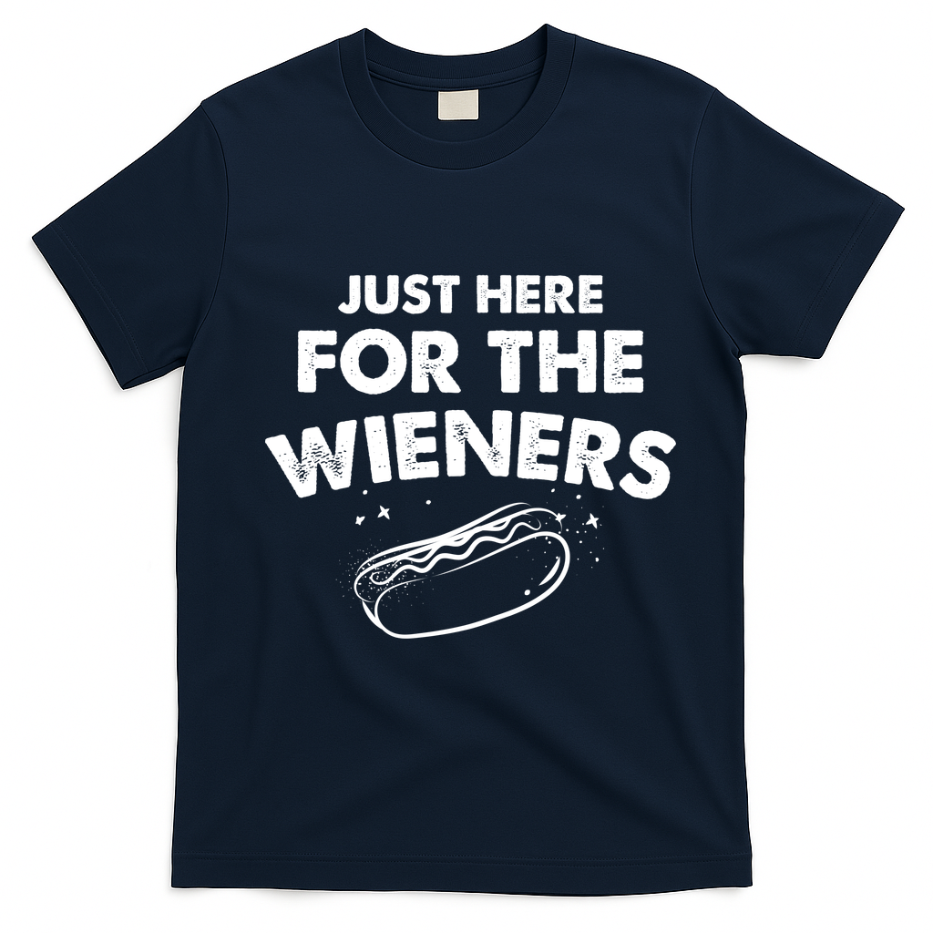 Just Here For The Wieners Funny Hot Dog 4th Of July American T-Shirt - Navy Blue