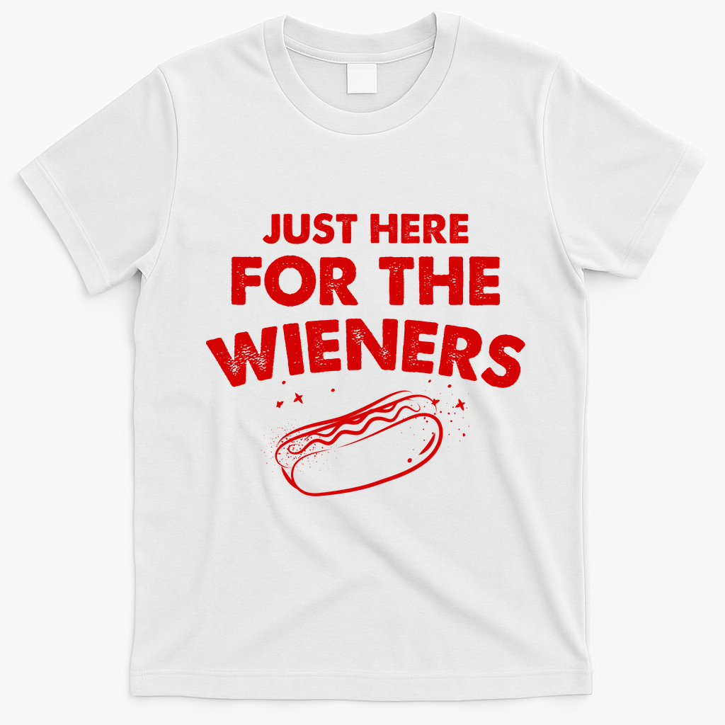Just Here For The Wieners Funny Hot Dog 4th Of July American T-Shirt - White