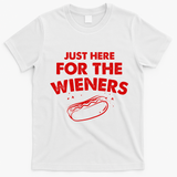 Just Here For The Wieners Funny Hot Dog 4th Of July American T-Shirt - White