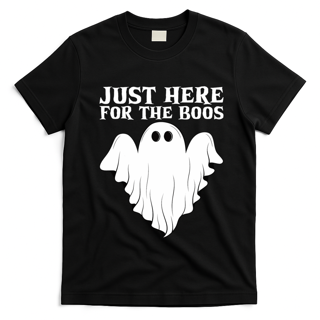 Just Here For The Boos Funny Ghost T-Shirt - Black
