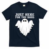 Just Here For The Boos Funny Ghost T-Shirt - Navy Blue