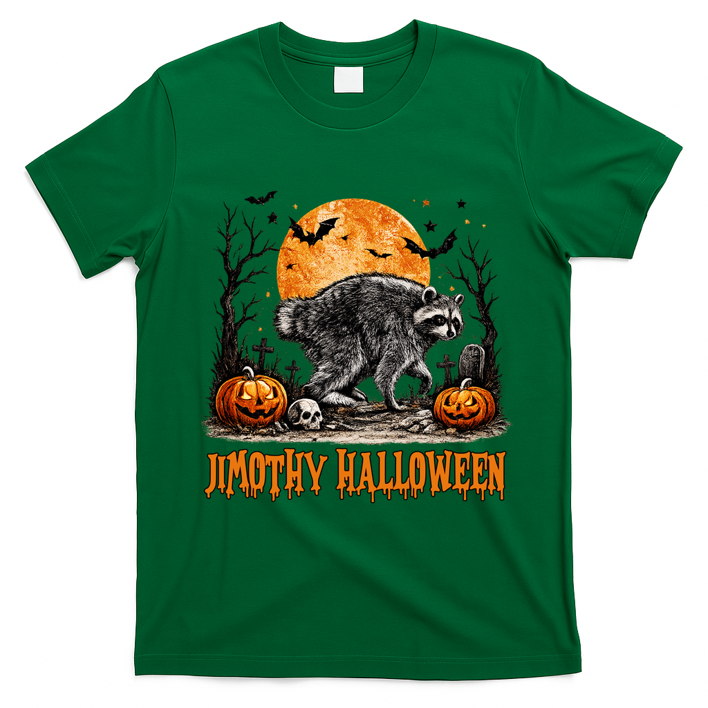 Jimothy Halloween Funny Viral Raccoon T-Shirt - Irish Green