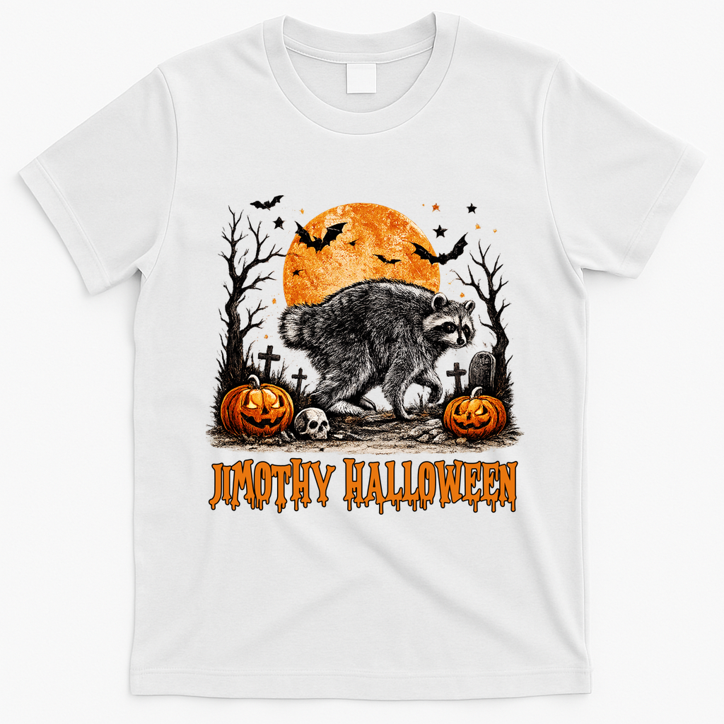Jimothy Halloween Funny Viral Raccoon T-Shirt - White