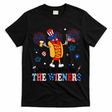 Just Here For The Wieners 4th Of July Hot Dogs 4th Of July T-Shirt - Black