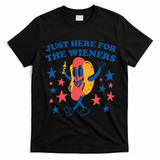 Just Here For The Wieners 4th Of July Funny Hot Dot T-Shirt - Black