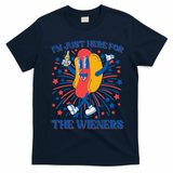 Just Here For The Wieners Hot Dog 4th Of July T-Shirt - Navy Blue