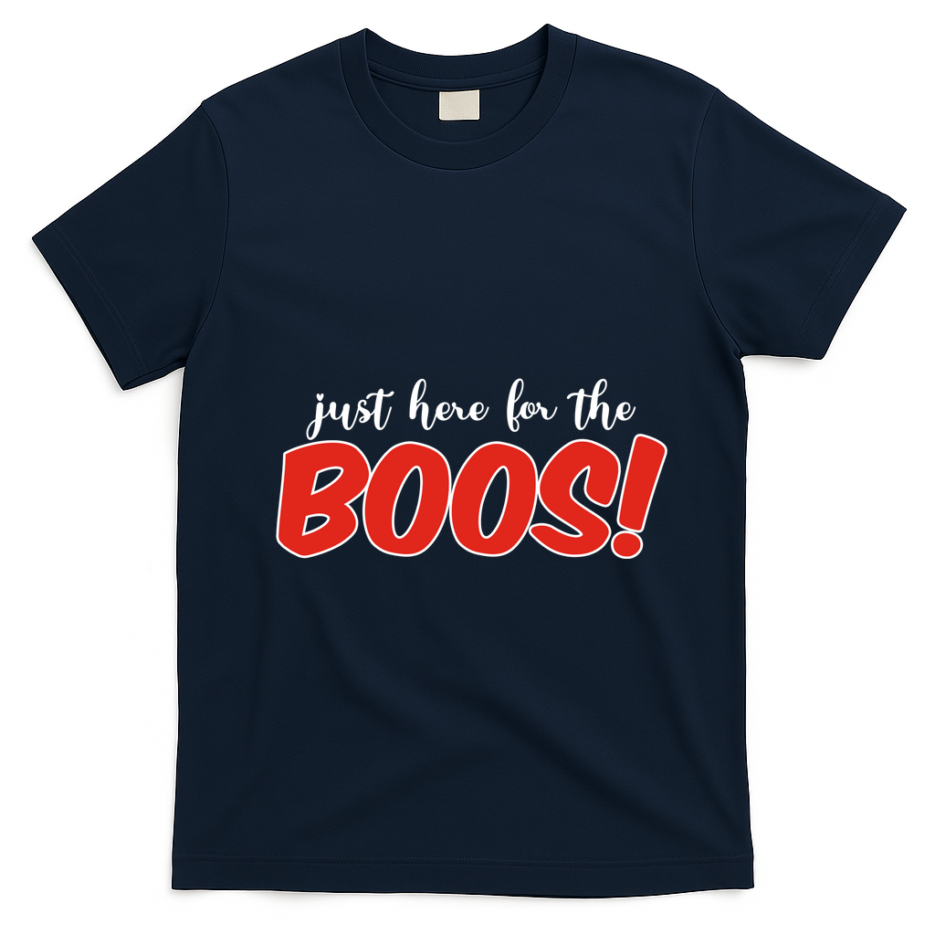 Just Here For The Boos Funny Halloween T-Shirt - Navy Blue