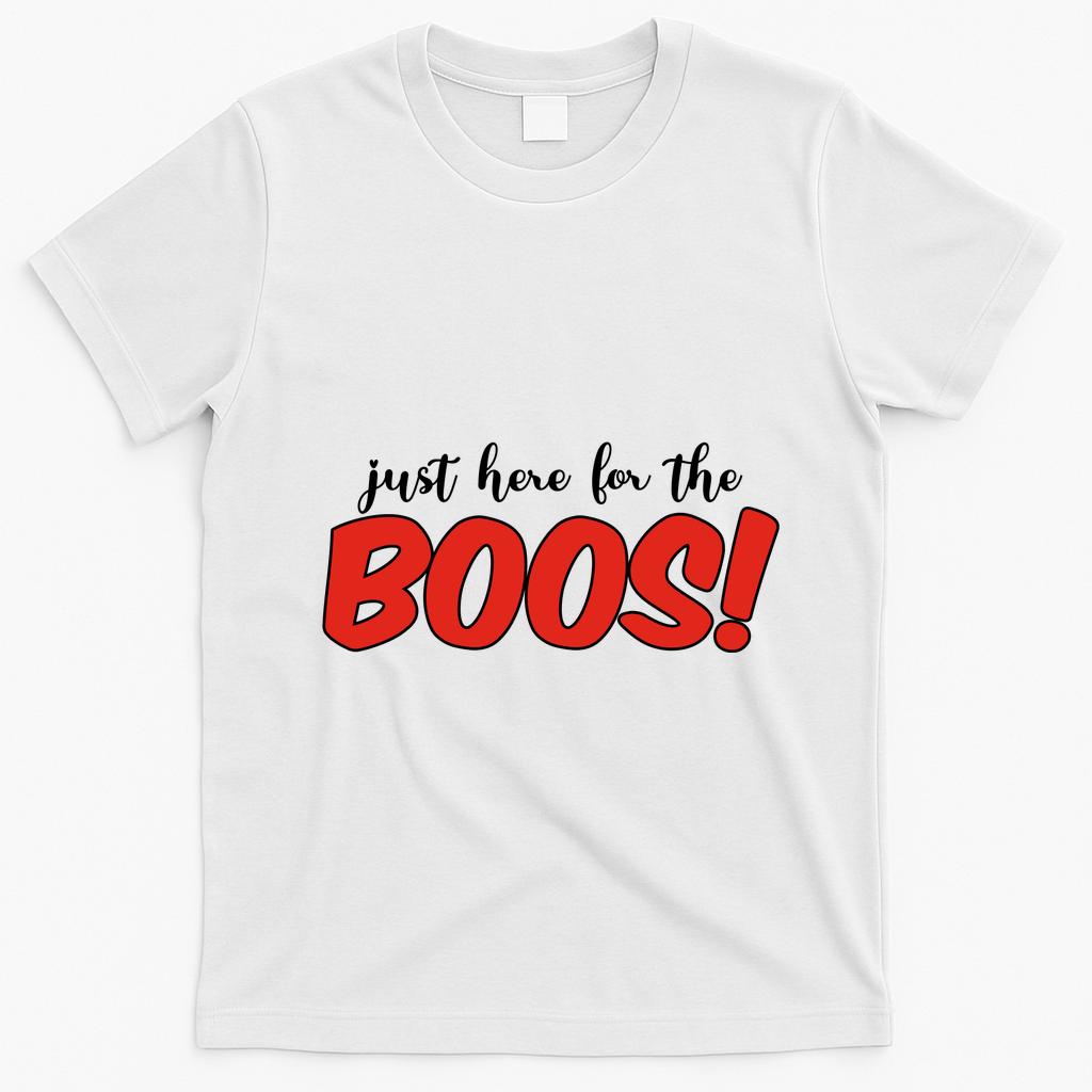 Just Here For The Boos Funny Halloween T-Shirt - White