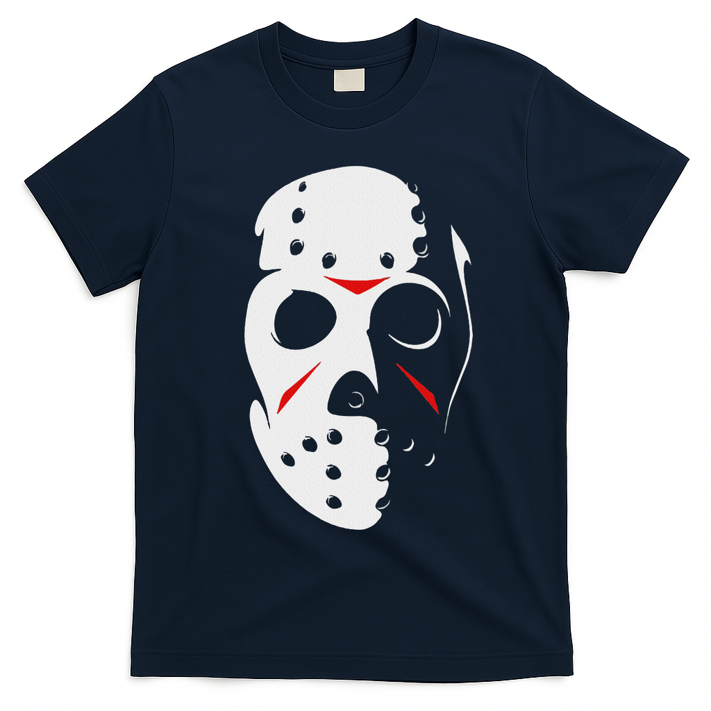 Jason Hockey Mask Halloween Friday 13th T-Shirt - Navy Blue