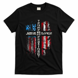 Jesus Is My Savior Trump Is My President American Flag T-Shirt - Black