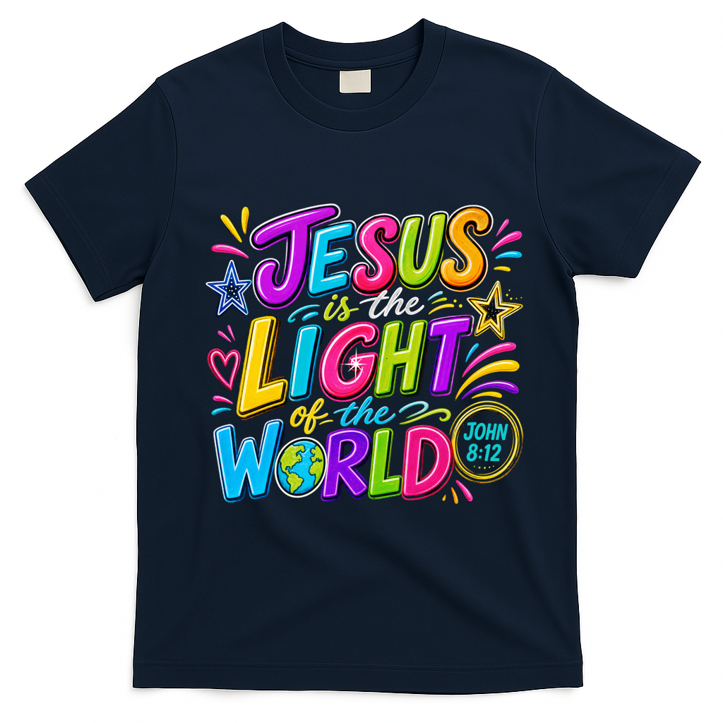 Jesus Is The Light Of The World T-Shirt - Navy Blue