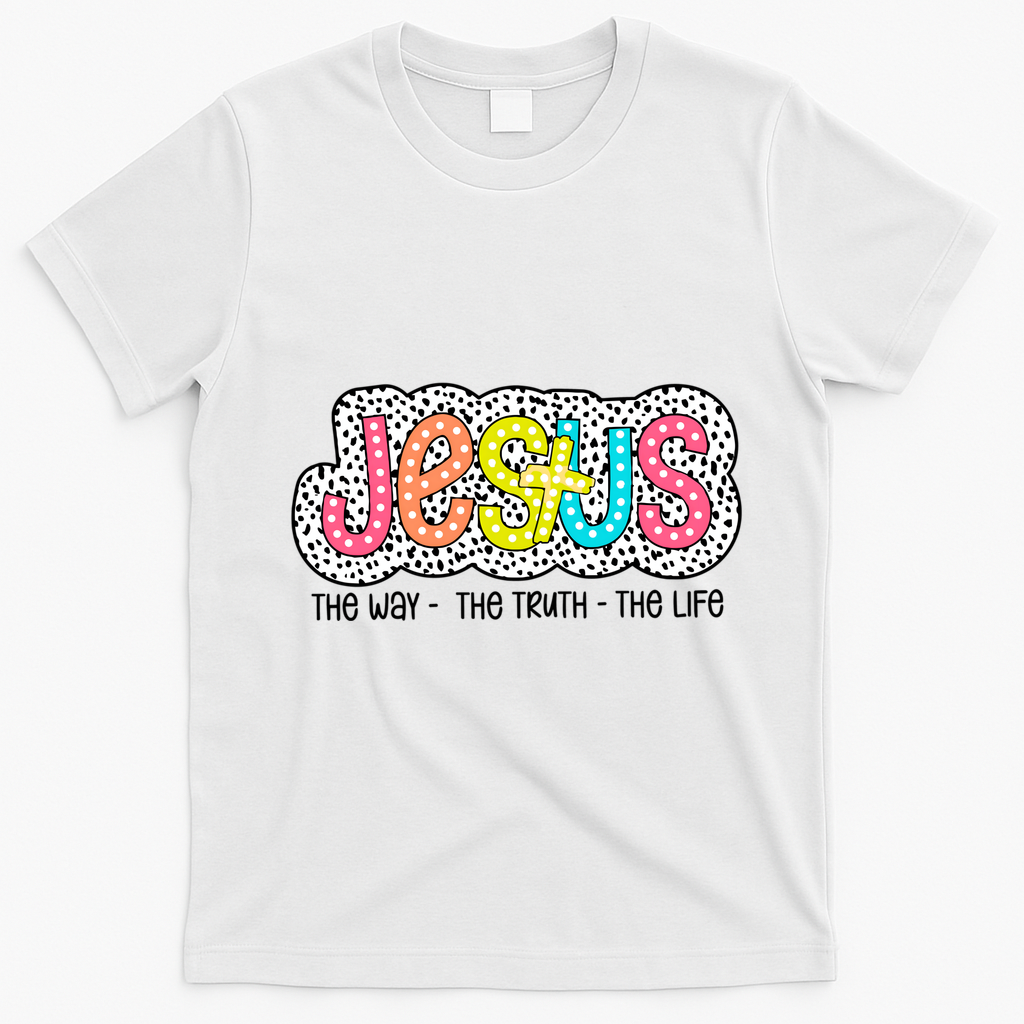 Jesus Is The Way The Truth The Life Christian Dalmatian Dots Gift T-Shirt - White
