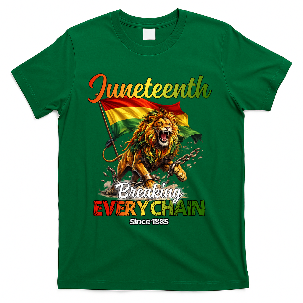 Juneteenth Lion Freedom T-Shirt - Green