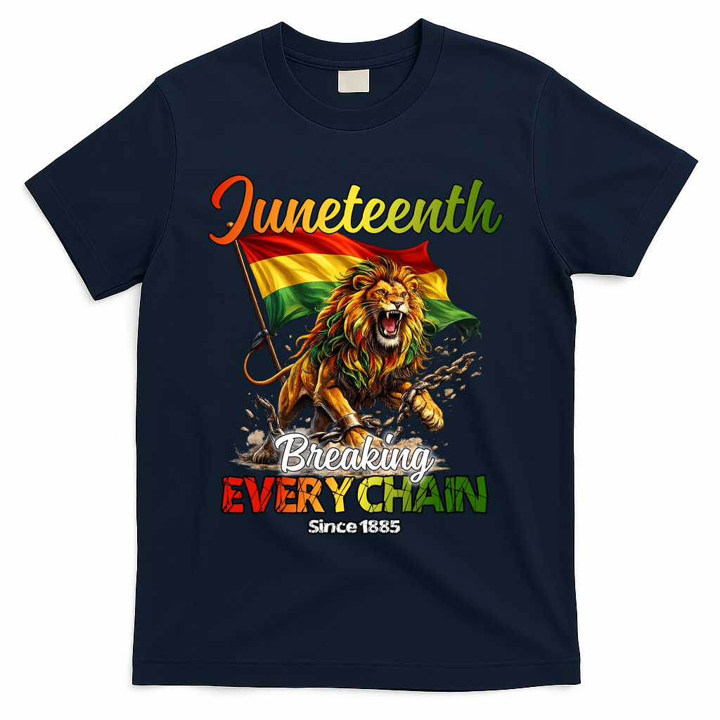 Juneteenth Lion Freedom T-Shirt - Navy