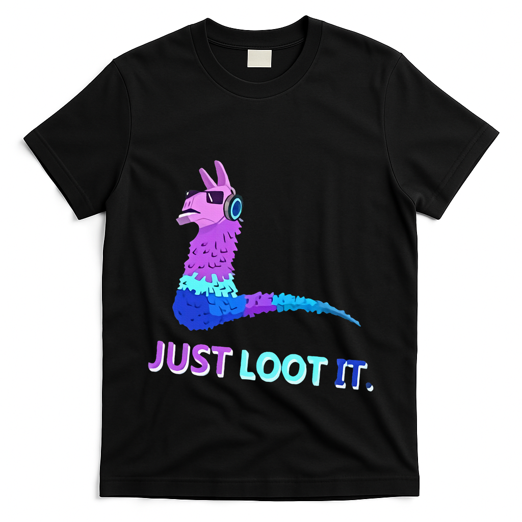Just Loot It Llama Outfit For Teen Gamers T-Shirt