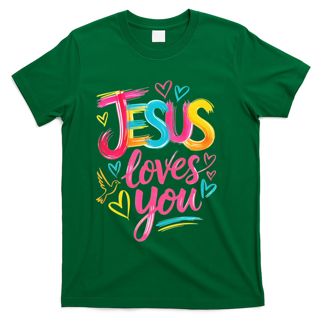 Jesus Loves You Neon Colorful T-Shirt