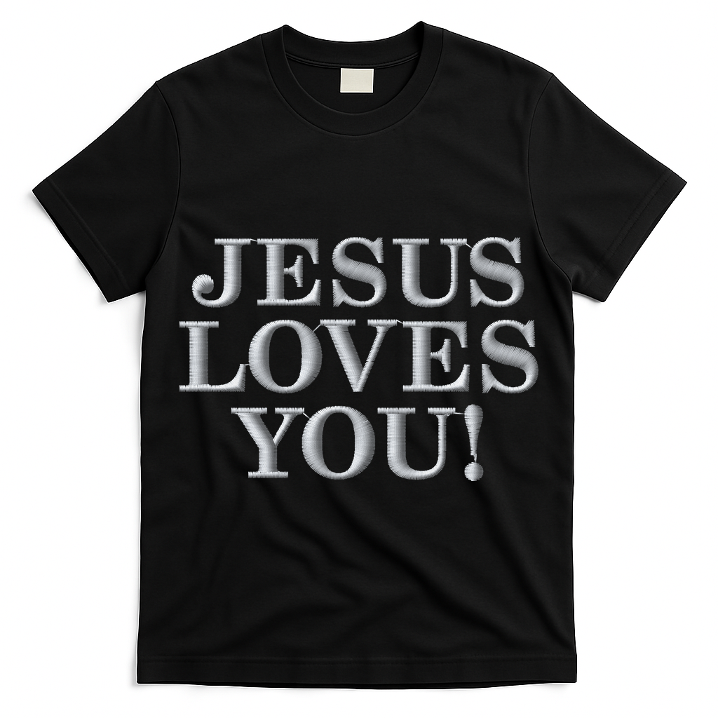 Jesus Loves You Christian Hope Faith Charity Embroidered Embroidered T-Shirt