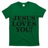 Jesus Loves You Christian Hope Faith Charity Black Embroidered Embroidered T-Shirt