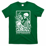 Just Married Est 2024 Halloween Skeleton Couples T-Shirt - Irish Green