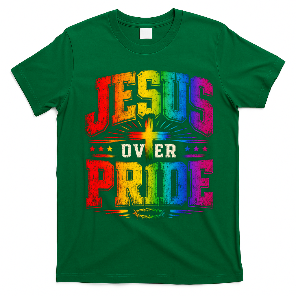 Jesus Over Pride T-Shirt - Irish Green