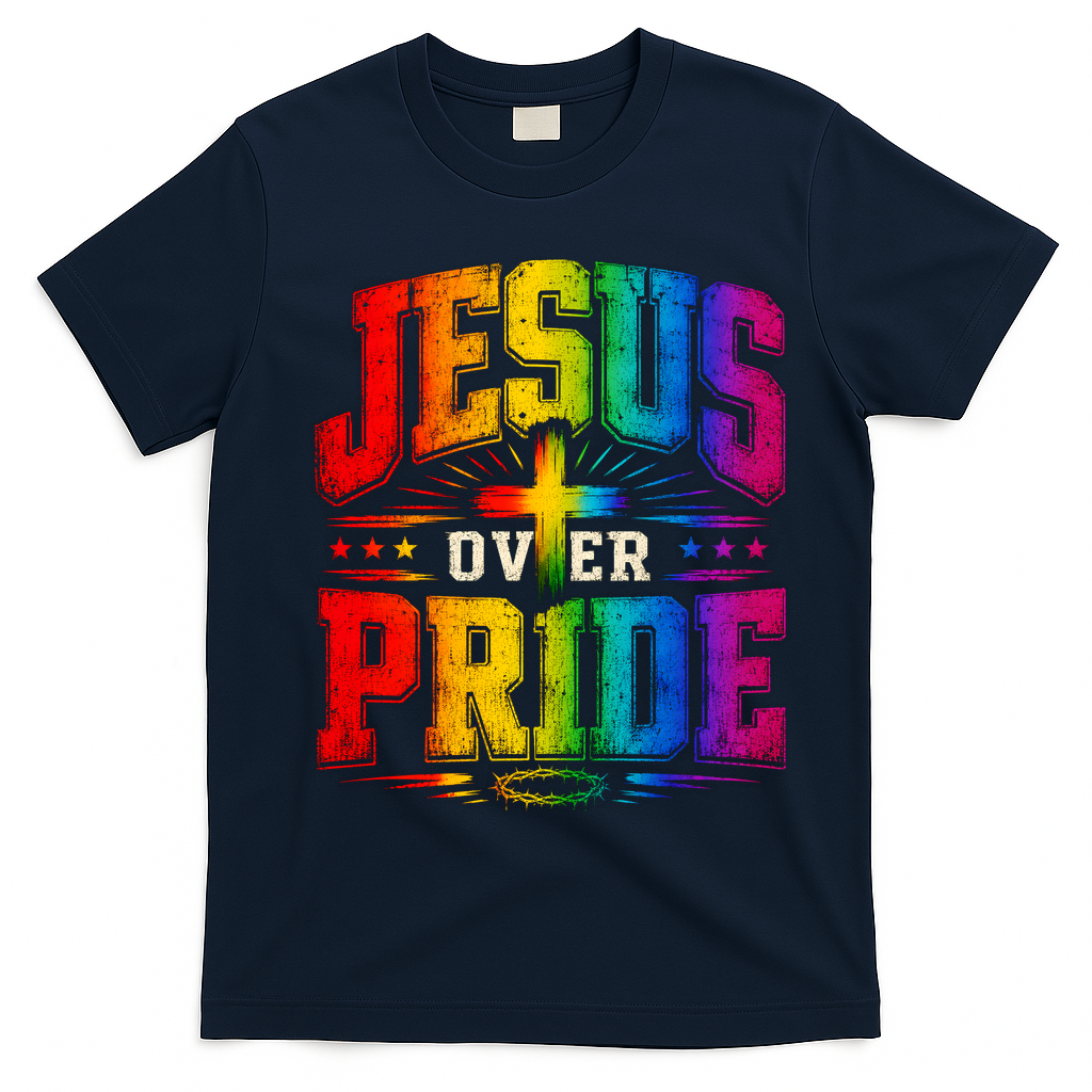Jesus Over Pride T-Shirt - Navy Blue