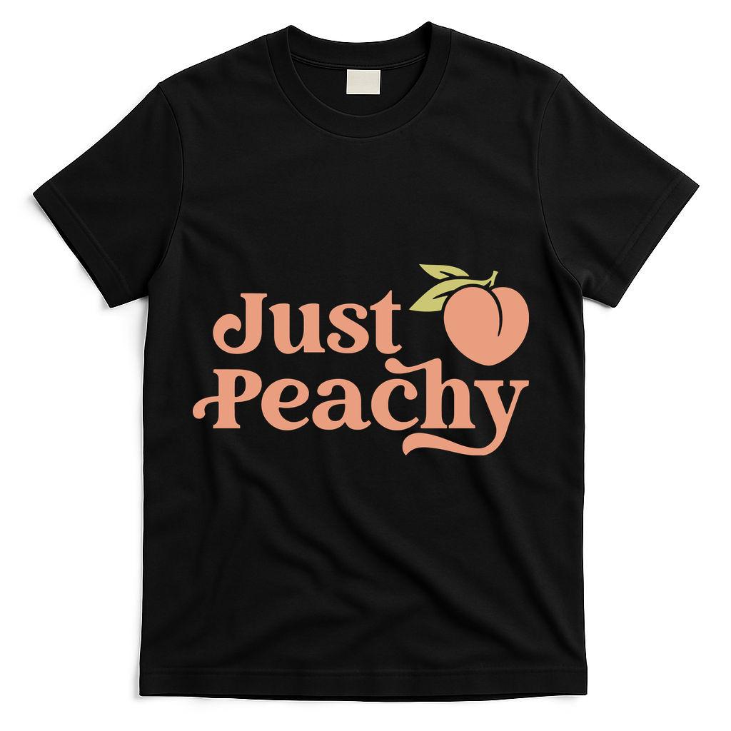 Just Peachy Retro 70s Georgia Peaches Summer Fruit T-Shirt - Black