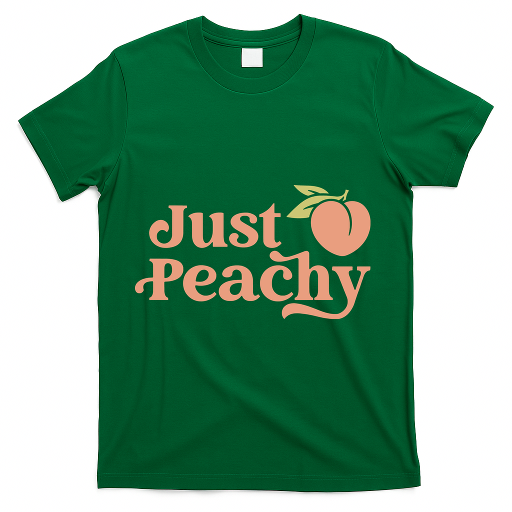 Just Peachy Retro 70s Georgia Peaches Summer Fruit T-Shirt - Green