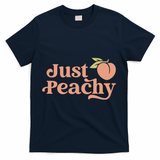 Just Peachy Retro 70s Georgia Peaches Summer Fruit T-Shirt - Navy