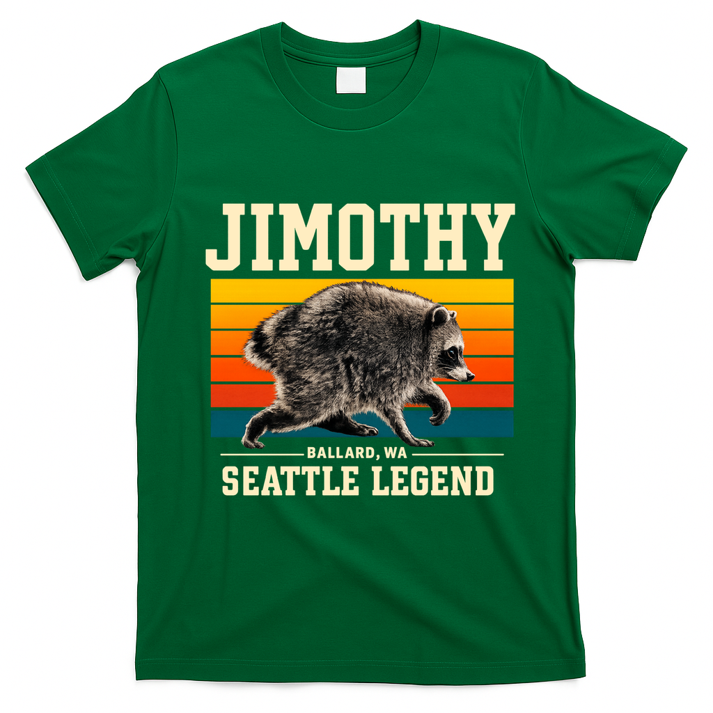 Jimothy Raccoon Ballard WA Seattle Legend T-Shirt - Irish Green