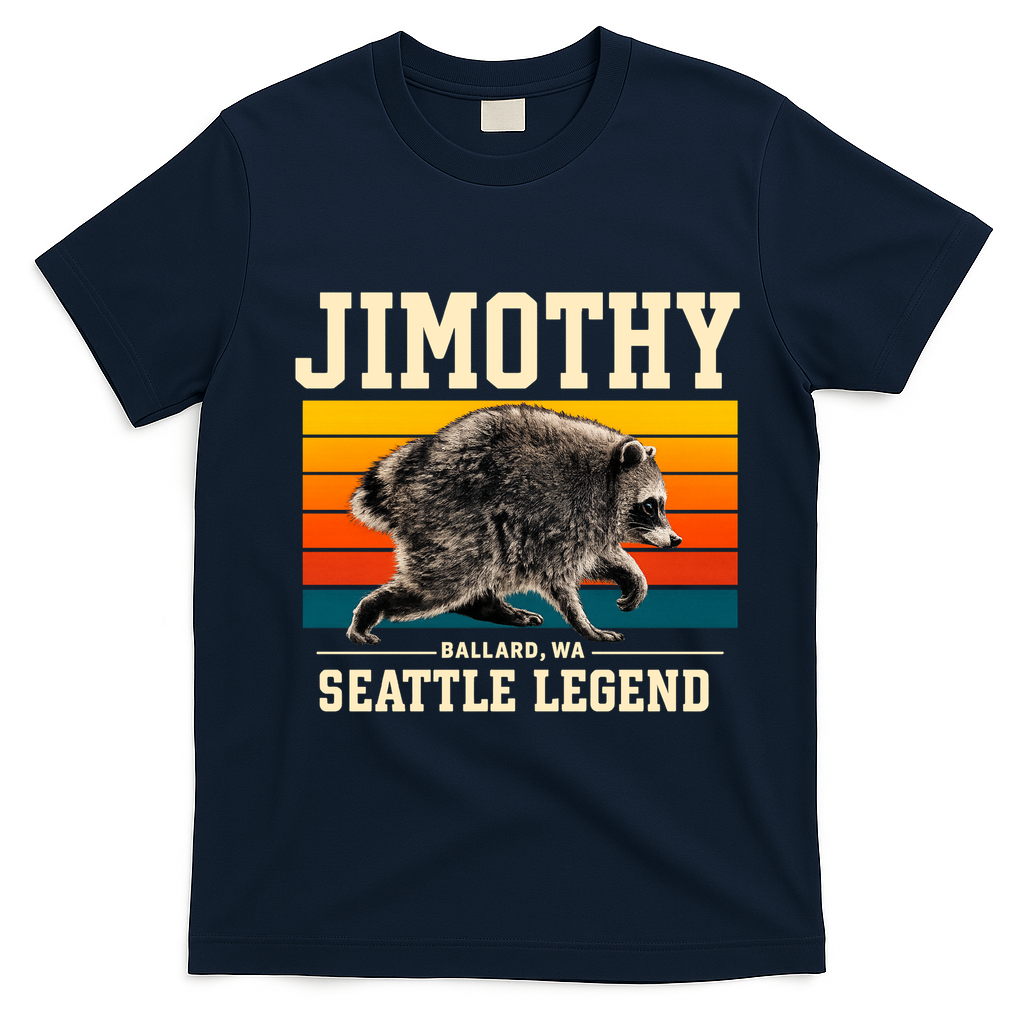 Jimothy Raccoon Ballard WA Seattle Legend T-Shirt - Navy Blue
