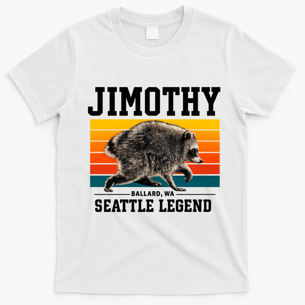 Jimothy Raccoon Ballard WA Seattle Legend T-Shirt - White