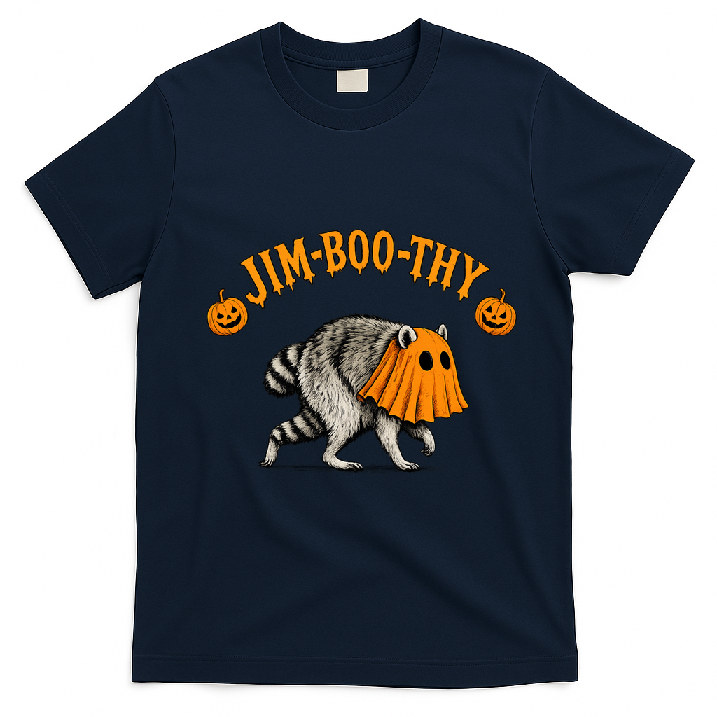 Jimothy Raccoon Jim-Boo-Thy Halloween T-Shirt - Navy Blue
