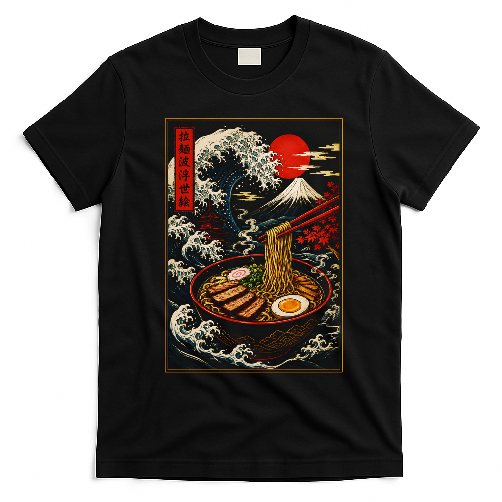 Japanese Ramen Kawaii Anime T-Shirt - Black