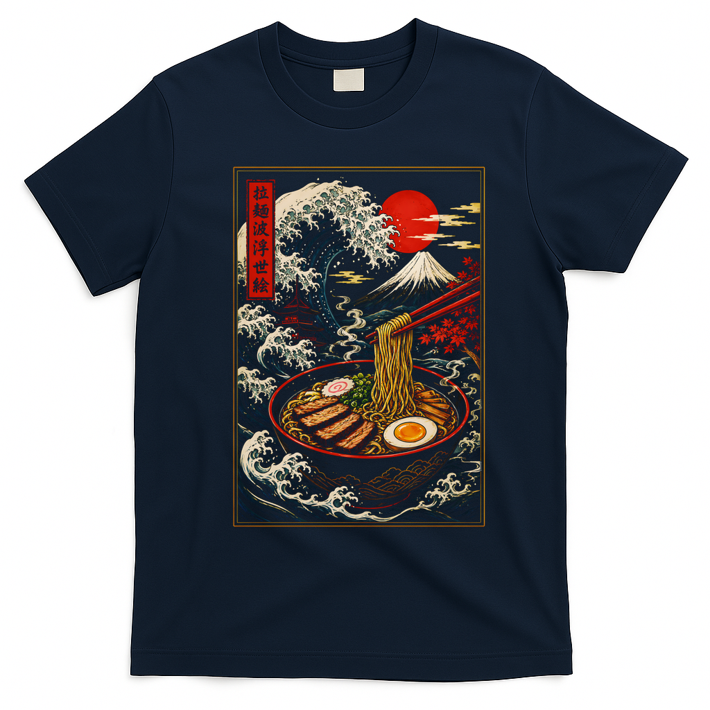 Japanese Ramen Kawaii Anime T-Shirt - Navy Blue