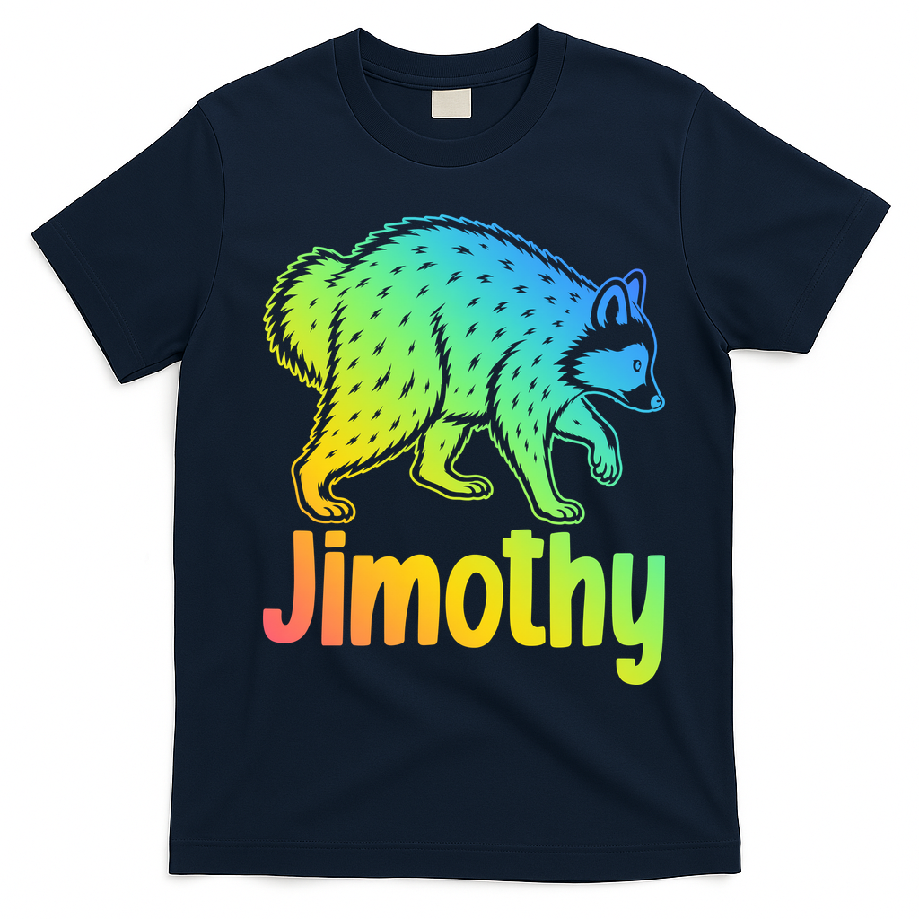 Jimothy Raccoon Meme Colorful  T-Shirt - Navy Blue