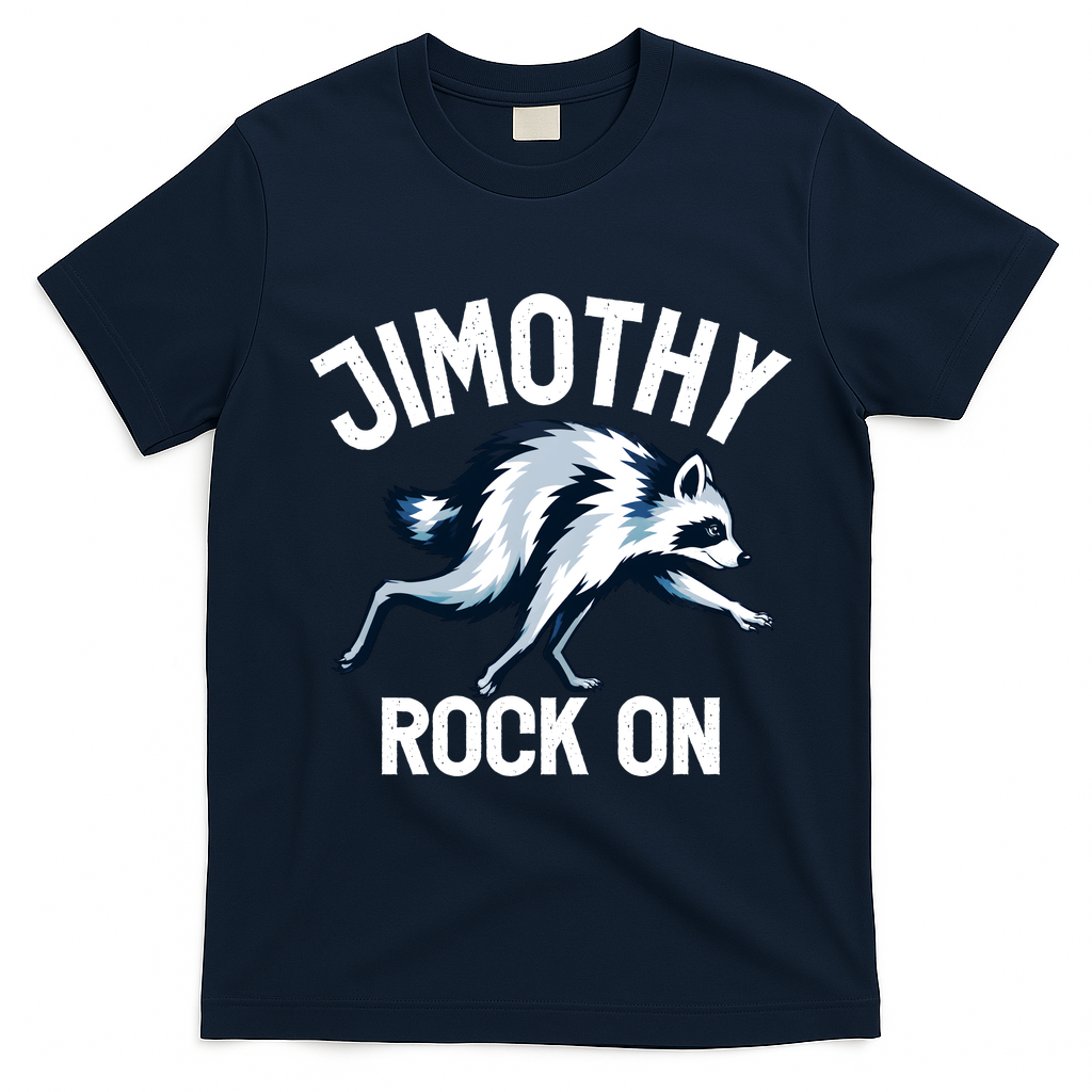 Jimothy Rock On Raccoon Funny T-Shirt - Navy Blue